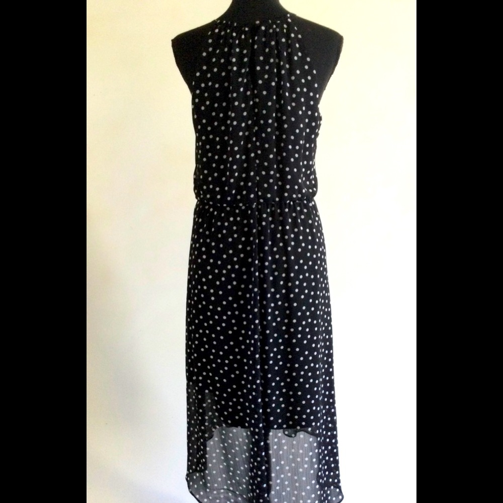 WHBM Polka Dot Halter Neck Dress in Black/White Size 6